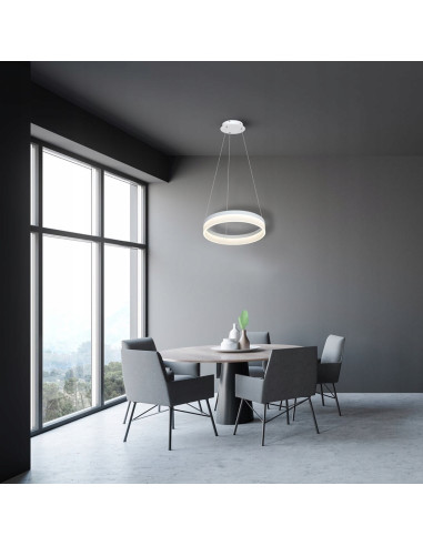 Nowoczesna lampa sufitowa LED RING 066 z regulowaną wysokością, elegancka i energooszczędna do biura i salonu.