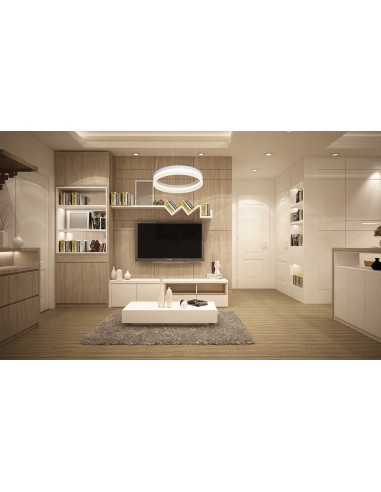 Nowoczesna lampa sufitowa LED RING o minimalistycznym designie, biały, energooszczędne oświetlenie do wnętrz.