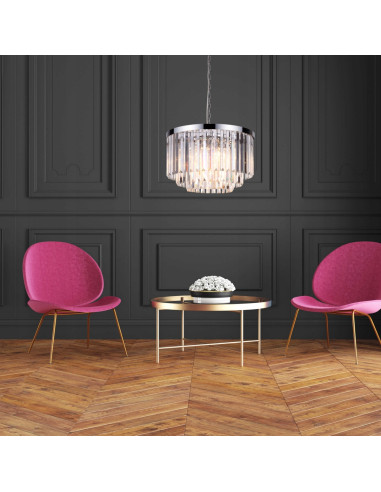 Żyrandol kryształowy Vetro w stylu glamour – elegancja do sypialni i nowoczesnych wnętrz, z regulacją wysokości.