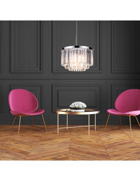 Żyrandol kryształowy Vetro w stylu glamour – elegancja do sypialni i nowoczesnych wnętrz, z regulacją wysokości.