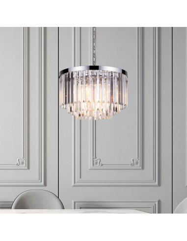 Żyrandol kryształowy Vetro w stylu glamour – elegancja do sypialni i nowoczesnych wnętrz, z regulacją wysokości.