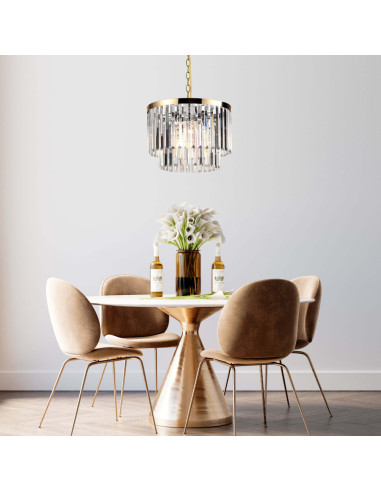 Luksusowy żyrandol VETRO z kryształami, elegancka dekoracja glamour z 5 źródłami światła, idealny do salonu i biura.
