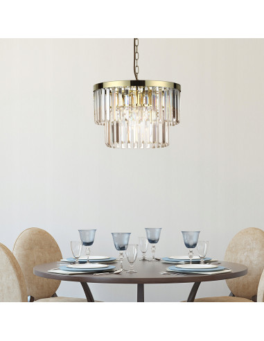 Luksusowy żyrandol VETRO z kryształami, elegancka dekoracja glamour z 5 źródłami światła, idealny do salonu i biura.