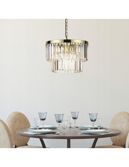 Luksusowy żyrandol VETRO z kryształami, elegancka dekoracja glamour z 5 źródłami światła, idealny do salonu i biura.