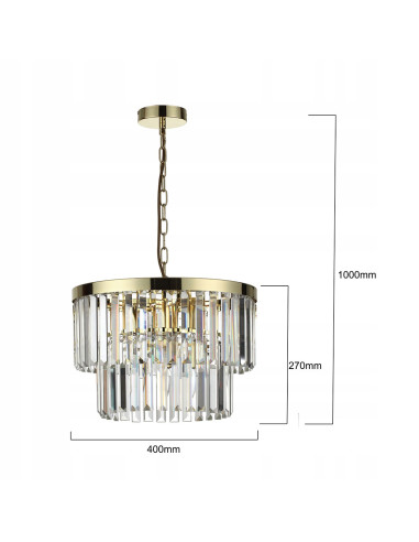 Luksusowy żyrandol VETRO z kryształami, elegancka dekoracja glamour z 5 źródłami światła, idealny do salonu i biura.