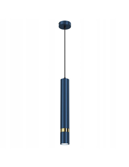 Lampka wisząca minimalistyczna JOKER w kolorze szafirowym z metalowym kloszem GU10 do jadalni