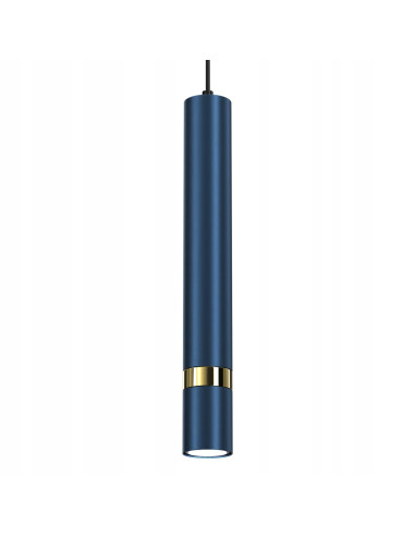 Lampka wisząca minimalistyczna JOKER w kolorze szafirowym z metalowym kloszem GU10 do jadalni