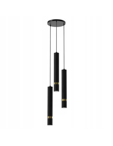 Żyrandol JOKER asimetryczny czarno-złoty - nowoczesne oświetlenie do salonu, sypialni, jadalni z regulacją wysokości.