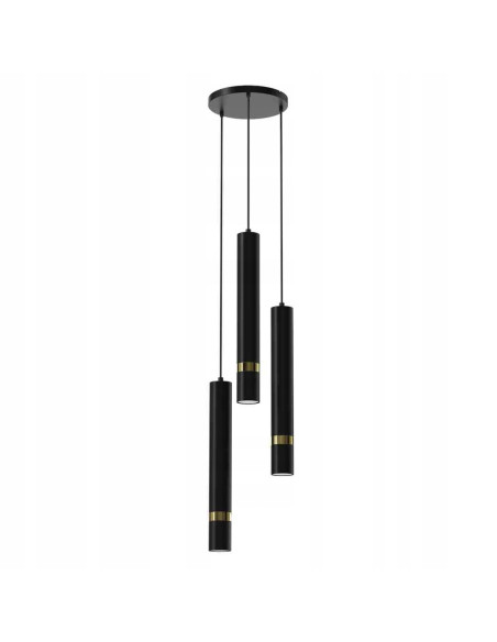 Żyrandol JOKER asimetryczny czarno-złoty - nowoczesne oświetlenie do salonu, sypialni, jadalni z regulacją wysokości.