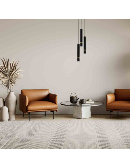 Żyrandol JOKER asimetryczny czarno-złoty - nowoczesne oświetlenie do salonu, sypialni, jadalni z regulacją wysokości.