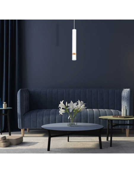 Lampa wisząca JOKER – minimalistyczna lampa w białym kolorze, regulowana wysokość 50-90 cm, idealna do nowoczesnych wnętrz.