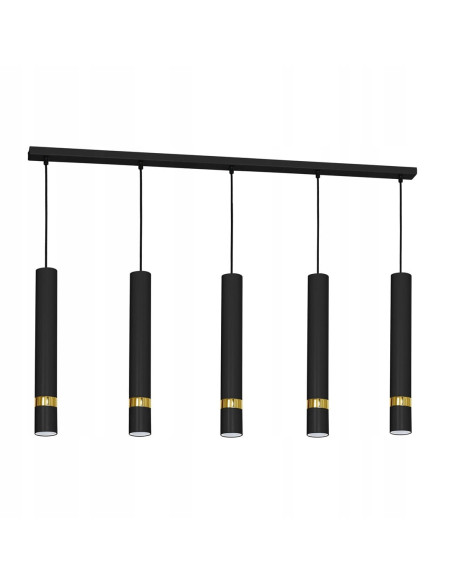 Lampa sufitowa JOKER 5-punktowa, czarna/złota, metalowe klosze w kształcie dzwonków, nowoczesny design do wnętrz