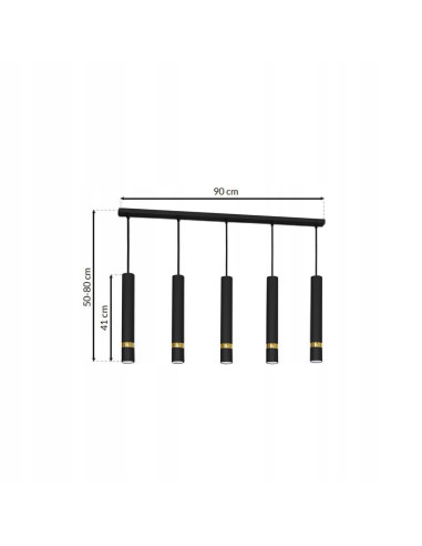 Lampa sufitowa JOKER 5-punktowa, czarna/złota, metalowe klosze w kształcie dzwonków, nowoczesny design do wnętrz