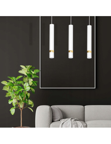 Lampa wisząca JOKER w białym i złotym, elegancki dodatek do salonu, jadalni, biura i nowoczesnych wnętrz.
