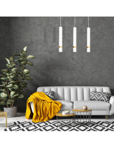 Lampa wisząca JOKER w białym i złotym, elegancki dodatek do salonu, jadalni, biura i nowoczesnych wnętrz.