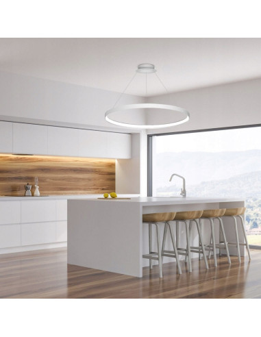 Stylowa Lampa Wisząca CIRCLE w Białej Metalowej Obudowie – Eleganckie Oświetlenie do Wnętrz Nowoczesnych