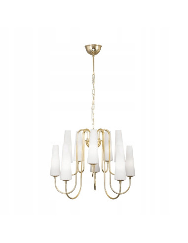 Lampa wisząca MAGNUM w złotym wykończeniu z 10 źródłami światła E14 – nowoczesny blask dla eleganckich wnętrz