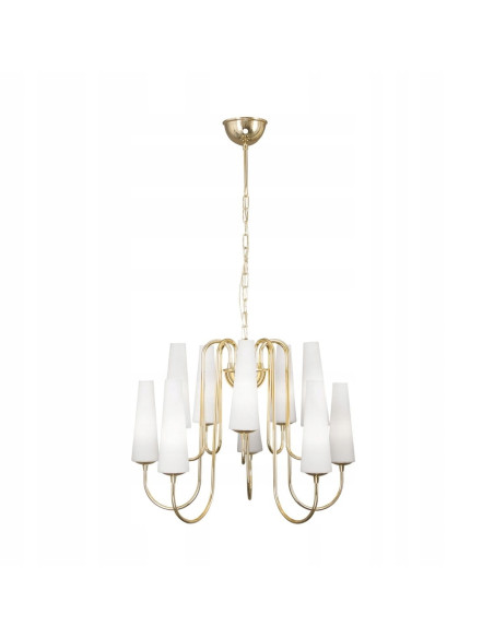 Lampa wisząca MAGNUM w złotym wykończeniu z 10 źródłami światła E14 – nowoczesny blask dla eleganckich wnętrz