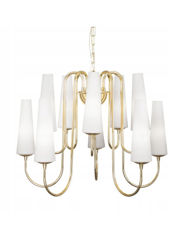 Lampa wisząca MAGNUM w złotym wykończeniu z 10 źródłami światła E14 – nowoczesny blask dla eleganckich wnętrz