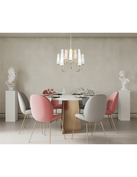 Lampa wisząca MAGNUM w złotym wykończeniu z 10 źródłami światła E14 – nowoczesny blask dla eleganckich wnętrz