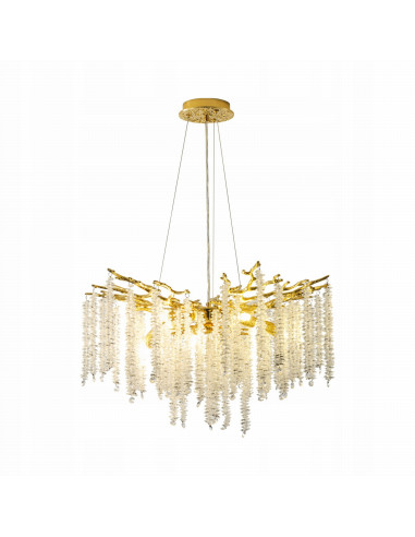 Lampa wisząca DIJON – mosiężna elegancja z kryształowymi akcentami dla nowoczesnych wnętrz