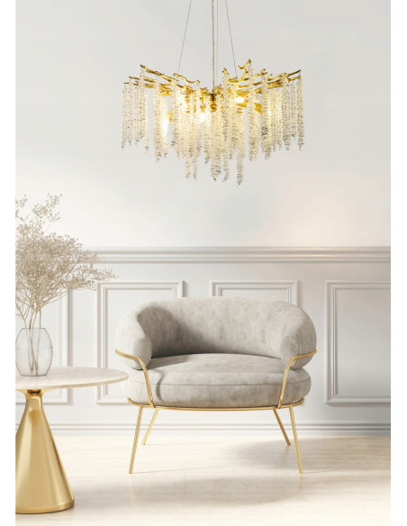 Lampa wisząca DIJON – mosiężna elegancja z kryształowymi akcentami dla nowoczesnych wnętrz