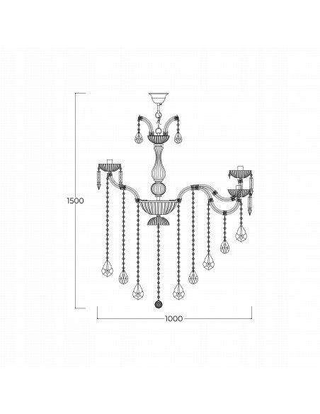 Żyrandol wiszący CHATEAU w złotym stelażu – eleganckie oświetlenie do nowoczesnych i klasycznych wnętrz