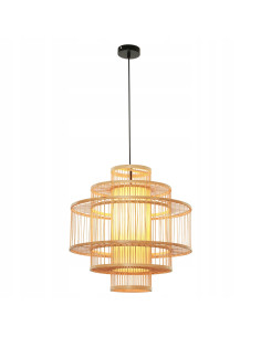 Lampa Rattanowa Stela z Mlecznym Kloszem - Elegancka Dekoracja w Stylu Boho i Skandynawskim do Wnętrz