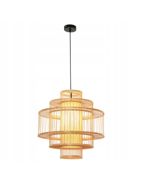 Lampa Rattanowa Stela z Mlecznym Kloszem - Elegancka Dekoracja w Stylu Boho i Skandynawskim do Wnętrz