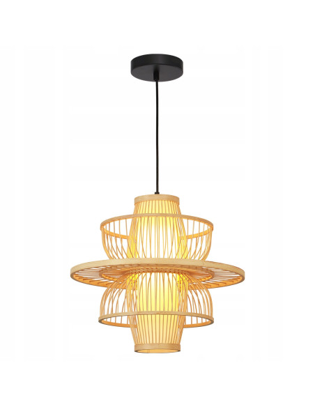 Lampa wisząca Astra z ratanu w stylu japandi - nowoczesny akcent do salonu, kuchni i biura.