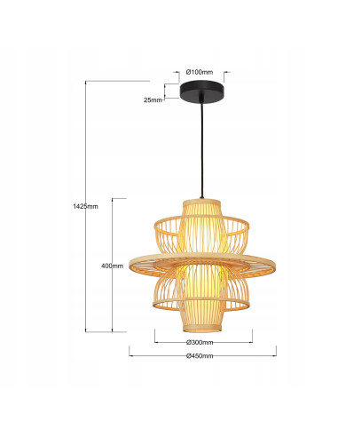 Lampa wisząca Astra z ratanu w stylu japandi - nowoczesny akcent do salonu, kuchni i biura.