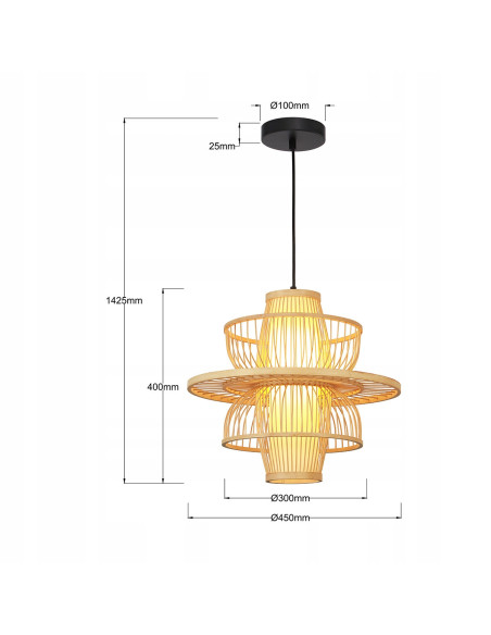 Lampa wisząca Astra z ratanu w stylu japandi - nowoczesny akcent do salonu, kuchni i biura.