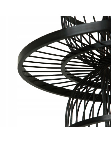 Lampa wisząca Astra Japandi - czarna z ratanu i drewna, geometryczny design do nowoczesnych wnętrz