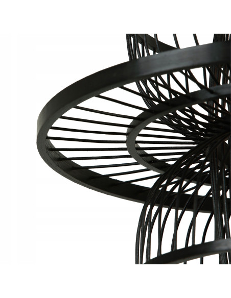 Lampa wisząca Astra Japandi - czarna z ratanu i drewna, geometryczny design do nowoczesnych wnętrz