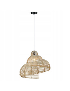 Lampa wisząca Shelia 60 cm z rattanu - skandynawski styl w jasnym drewnie do eleganckich wnętrz salonu i jadalni