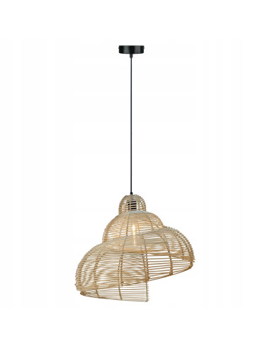Lampa wisząca Shelia 60 cm z rattanu - skandynawski styl w jasnym drewnie do eleganckich wnętrz salonu i jadalni