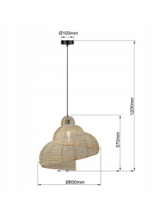 Lampa wisząca Shelia 60 cm z rattanu - skandynawski styl w jasnym drewnie do eleganckich wnętrz salonu i jadalni 2