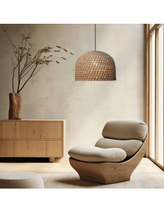 Lampa Rattanowa Kanso 40 cm w stylu boho – Elegancka oświetlenie dla jadalni, salonu i biura. 2