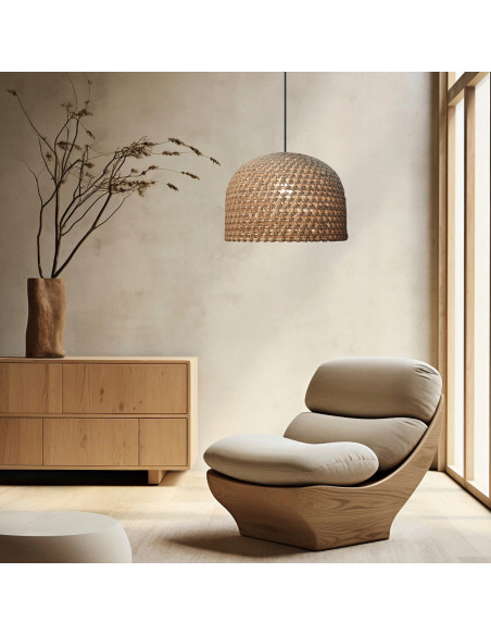 Lampa Rattanowa Kanso 40 cm w stylu boho – Elegancka oświetlenie dla jadalni, salonu i biura.