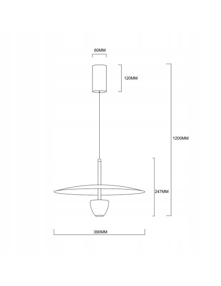 Lampa wisząca LED Ufo M czarna z regulacją wysokości i zmiennym światłem CCT do nowoczesnych wnętrz
