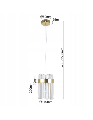 Lampa wisząca Vetro w złotym kolorze z kryształowymi akcentami - luksusowy element nowoczesnego wnętrza glamour.