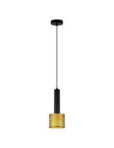 Lampa wisząca Amo w złotym wykończeniu - eleganckie oświetlenie industrialne do nowoczesnych wnętrz.