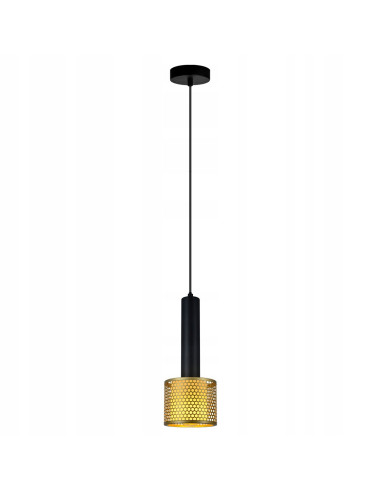 Lampa wisząca Amo w złotym wykończeniu - eleganckie oświetlenie industrialne do nowoczesnych wnętrz.