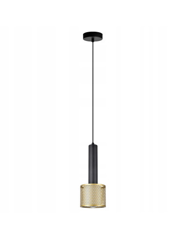 Lampa wisząca Amo w złotym wykończeniu - eleganckie oświetlenie industrialne do nowoczesnych wnętrz.