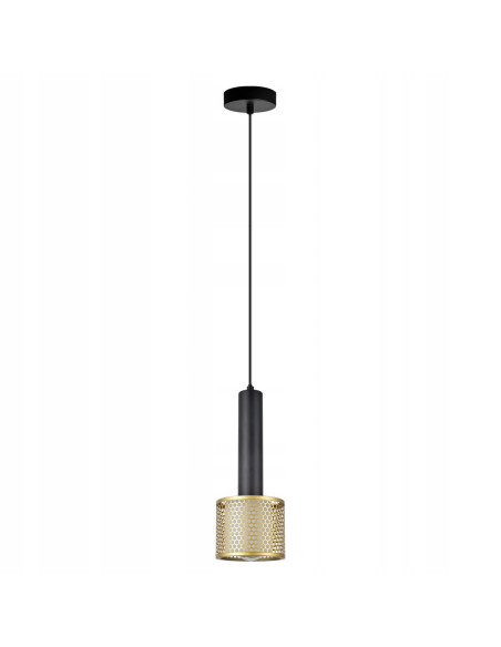 Lampa wisząca Amo w złotym wykończeniu - eleganckie oświetlenie industrialne do nowoczesnych wnętrz.