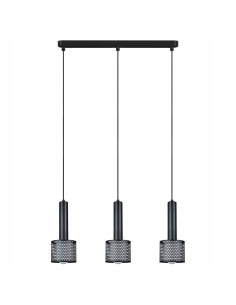 Lampa wisząca Amo w stylu industrialnym z trzema cylindrycznymi kloszami - czarna metalowa elegancja do wnętrz.