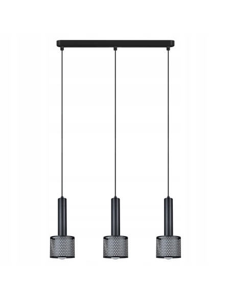 Lampa wisząca Amo w stylu industrialnym z trzema cylindrycznymi kloszami - czarna metalowa elegancja do wnętrz.