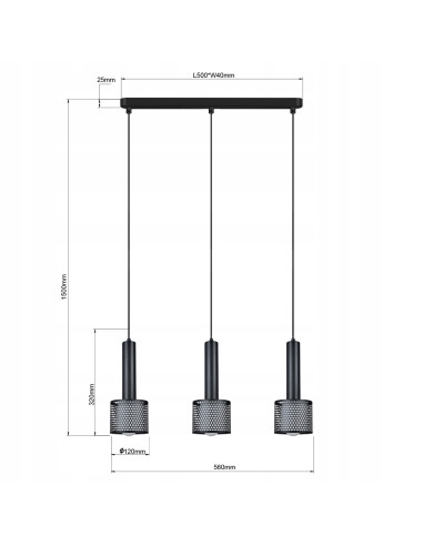 Lampa wisząca Amo w stylu industrialnym z trzema cylindrycznymi kloszami - czarna metalowa elegancja do wnętrz.
