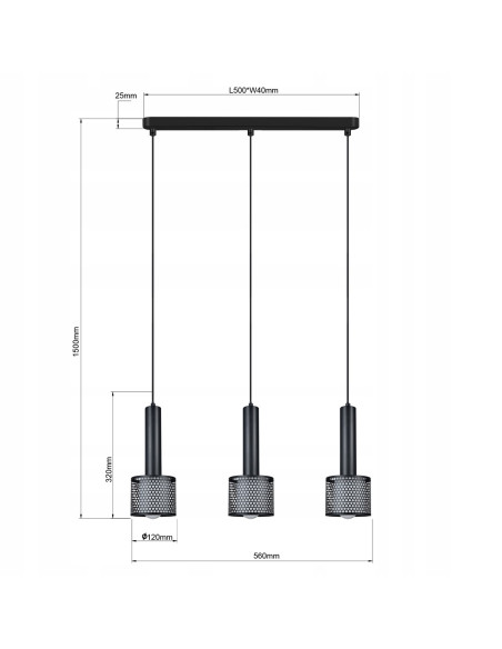 Lampa wisząca Amo w stylu industrialnym z trzema cylindrycznymi kloszami - czarna metalowa elegancja do wnętrz.