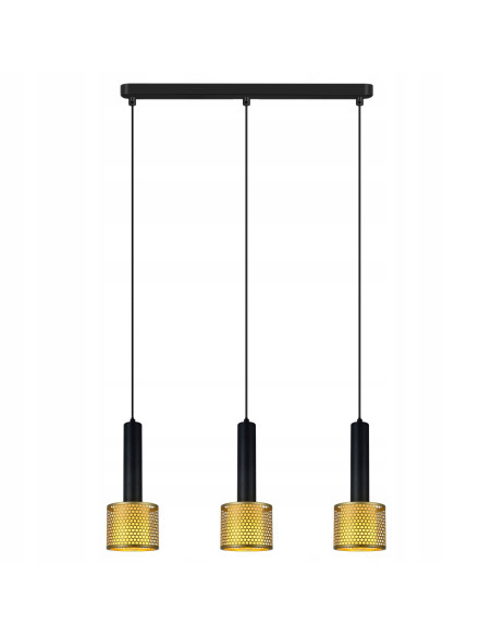 Lampa wisząca Amo 3 - nowoczesne oświetlenie industrialne w złocie do kuchni, jadalni i salonu